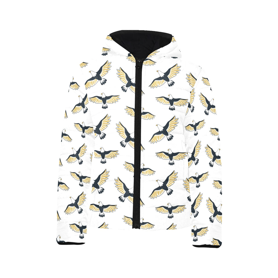 Eagle Pattern Print Design 03 Kids' Boys' Girls' Padded Hooded Jacket