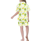 Durian pattern background Kids' Boys' Girls' V-Neck Short Pajama Set