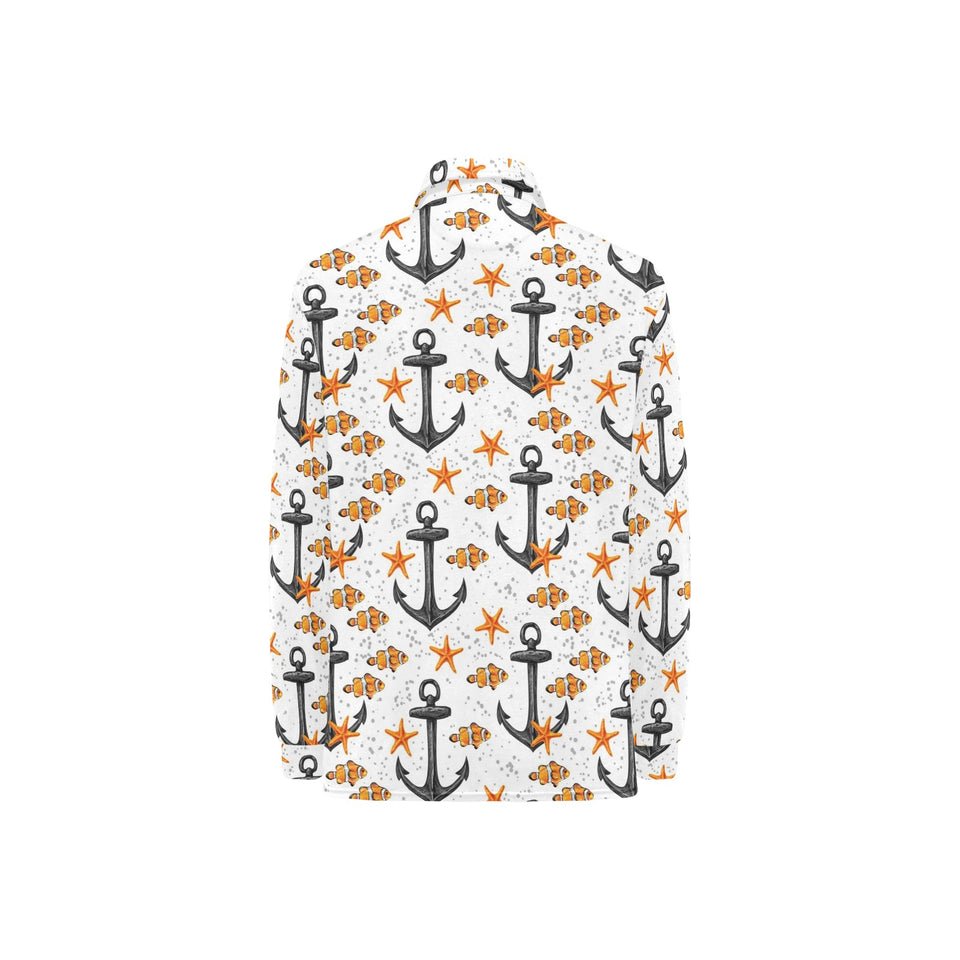 Clown Fish Pattern Print Design 02 Women's Long Sleeve Polo Shirt