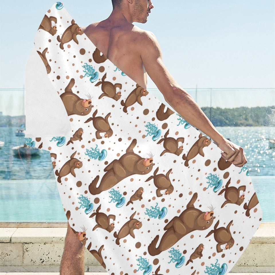 sea lion Seals jellyfish pattern Beach Towel