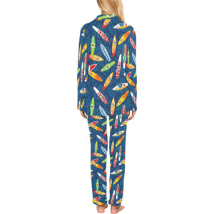 Surfboard Pattern Print Design 01 Women's Long Pajama Set