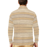 Wood Printed Pattern Print Design 01 Men's Long Sleeve Polo Shirt