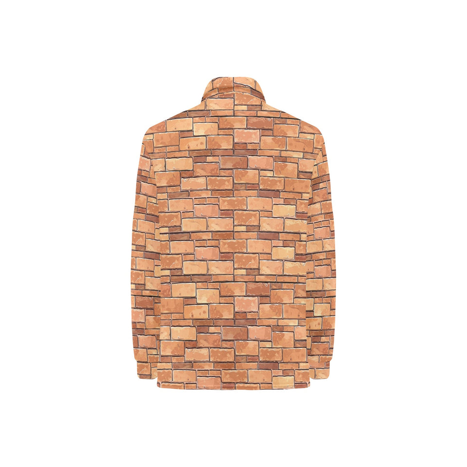 Brick Printed Pattern Print Design 04 Women's Long Sleeve Polo Shirt