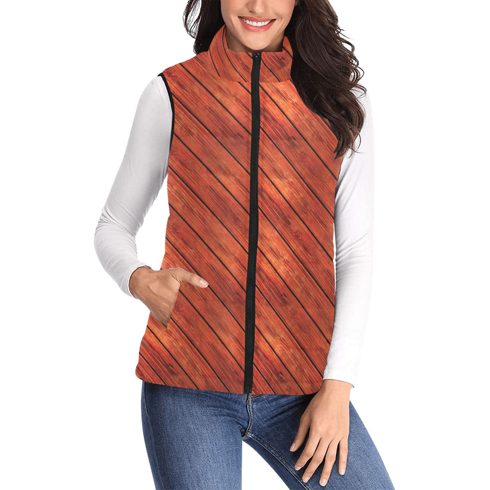 Wood Printed Pattern Print Design 03 Women's Padded Vest