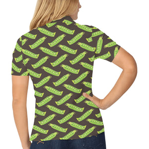 Green Peas Pattern Print Design 05 Women's All Over Print Polo Shirt