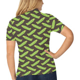 Green Peas Pattern Print Design 05 Women's All Over Print Polo Shirt
