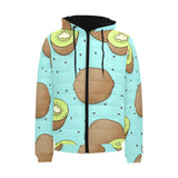 Kiwi blue background Men's Padded Hooded Jacket