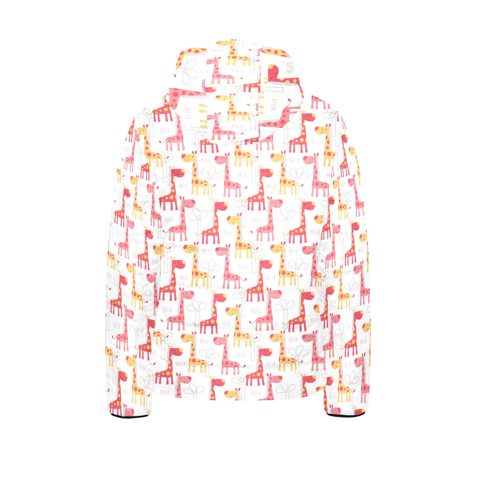 Giraffe Pattern Print Design 03 Kids' Boys' Girls' Padded Hooded Jacket