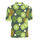 Whole sliced kiwi leave and flower Men's All Over Print Polo Shirt