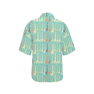 Giraffe Pattern Print Design 01 Women's All Over Print Hawaiian Shirt