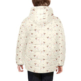 Jack Russel Pattern Print Design 02 Kids' Boys' Girls' Padded Hooded Jacket
