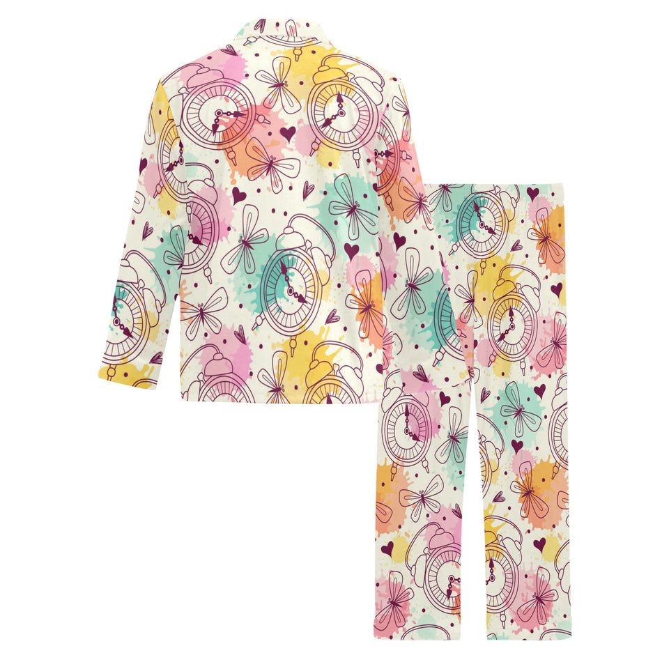 Clock butterfly pattern Men's Long Pajama Set