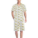 Sandwich Pattern Print Design 05 Men's V-Neck Short Pajama Set