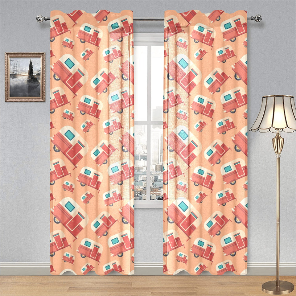 Camper Van Pattern Print Design 03 Gauze Curtain