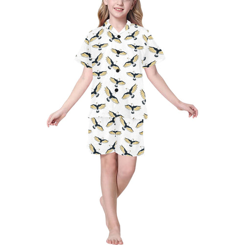 Eagle Pattern Print Design 03 Kids' Boys' Girls' V-Neck Short Pajama Set