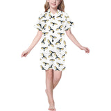 Eagle Pattern Print Design 03 Kids' Boys' Girls' V-Neck Short Pajama Set