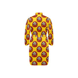 Daruma japanese wooden doll yellow background Men's Long Sleeve Belted Night Robe