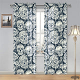 Sugar skull black white pattern Gauze Curtain