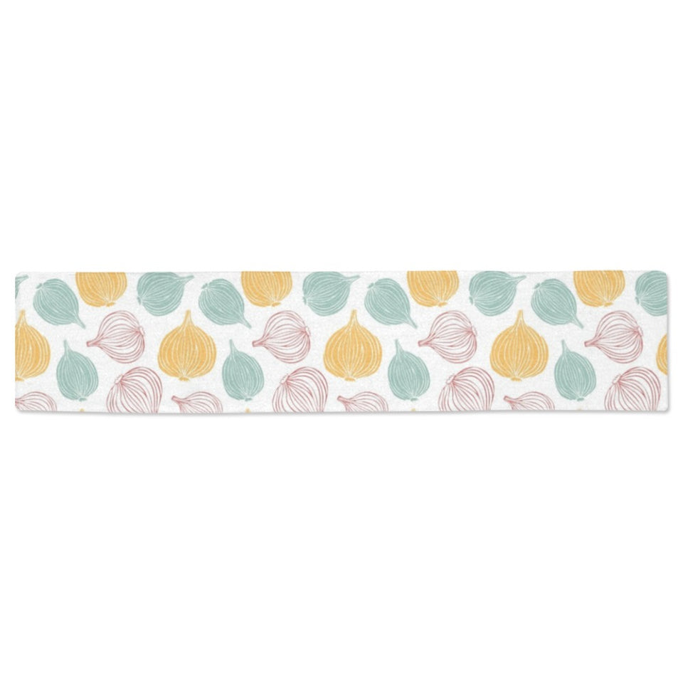 colorful onions white background Table Runner