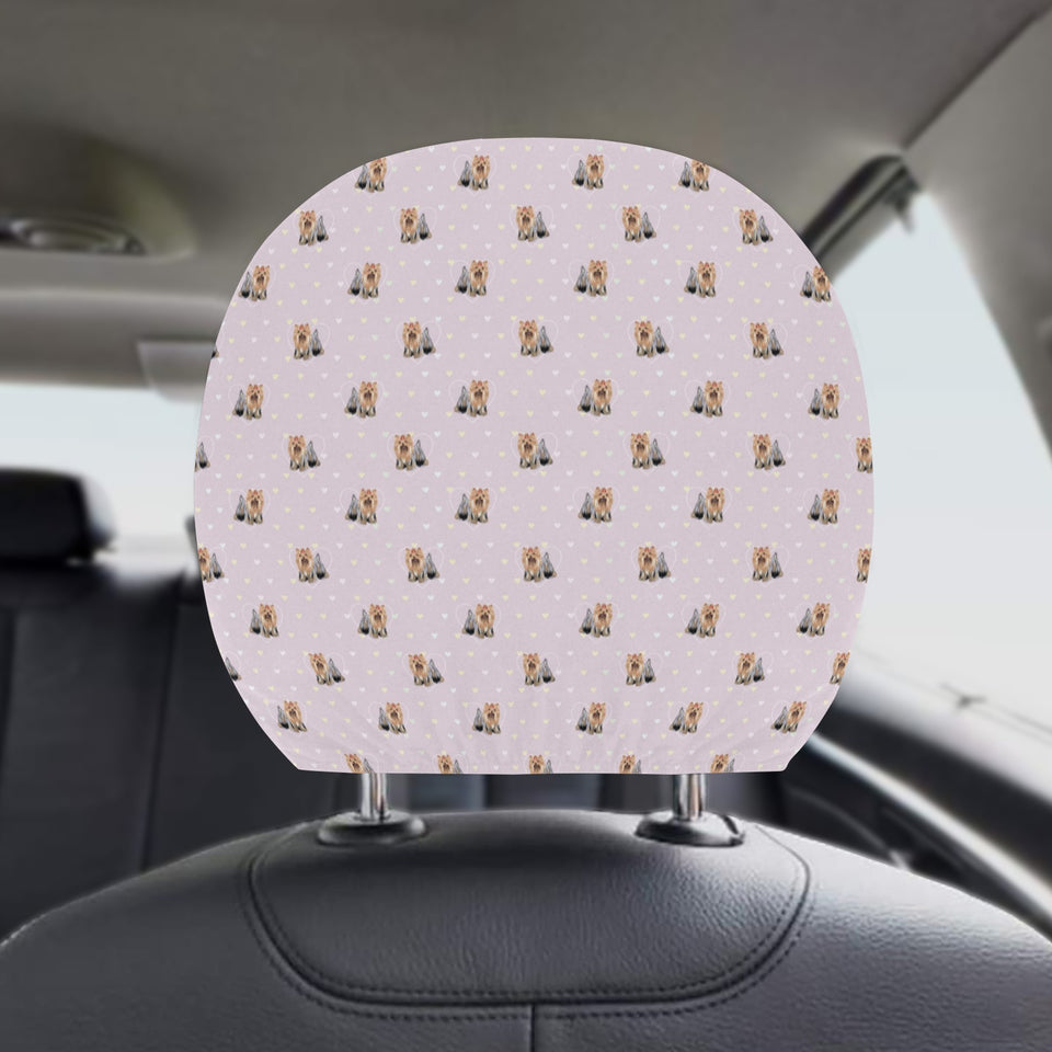 Yorkshire Terrier Pattern Print Design 02 Car Headrest Cover