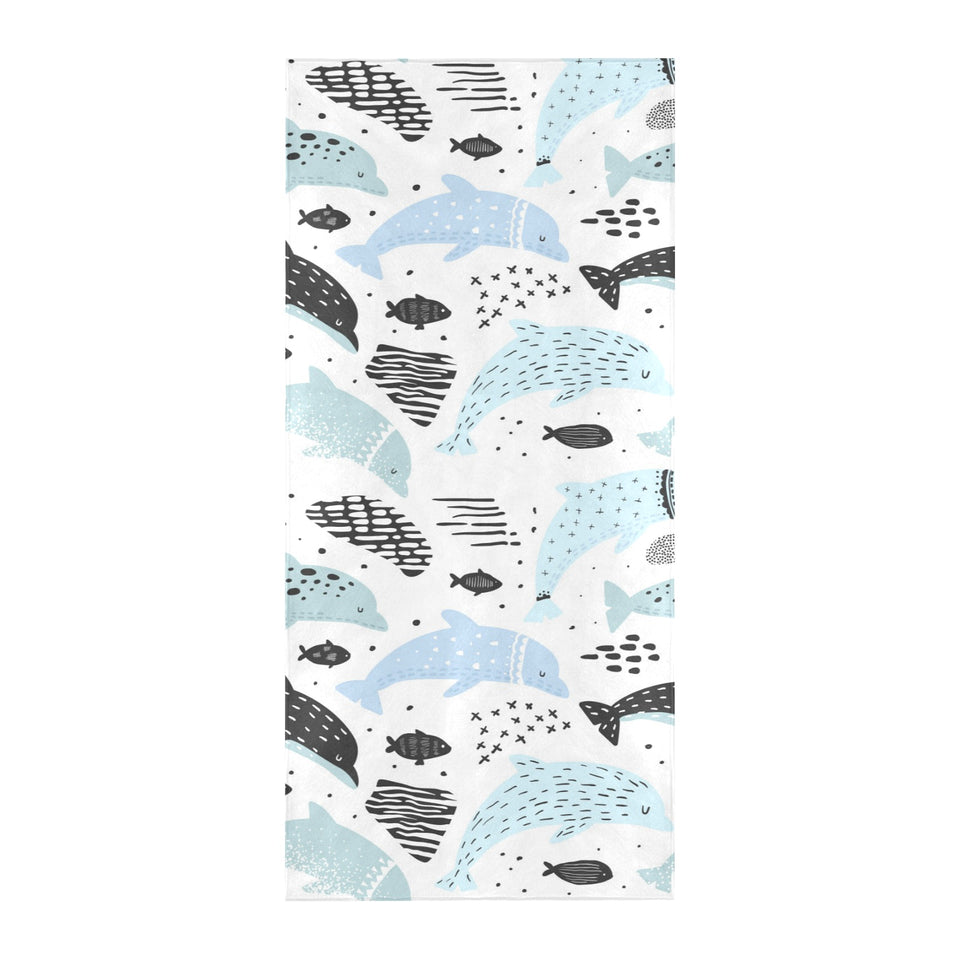 Cute dolphins Childish Style pattern Beach Towel