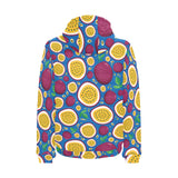 Passion fruit blue background Men's Padded Hooded Jacket