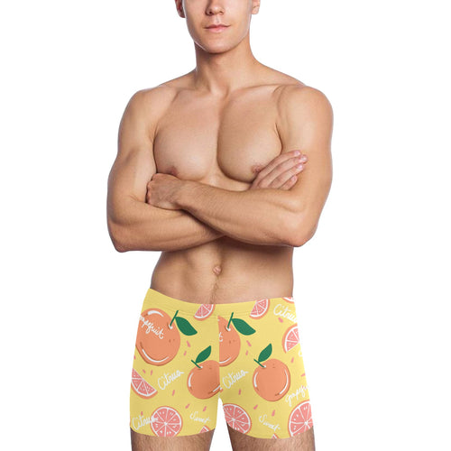 Grapefruit yellow background Men's Swimming Trunks