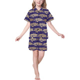 Beautiful japanese fan pattern Kids' Boys' Girls' V-Neck Short Pajama Set