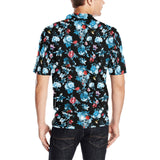 Skull flower roses leave pattern Men's All Over Print Polo Shirt