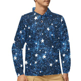 Night sky star pattern Men's Long Sleeve Polo Shirt
