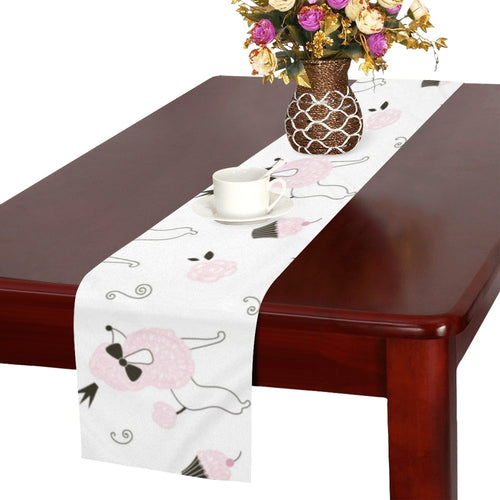 Poodle dog rose cake pattern Table Runner