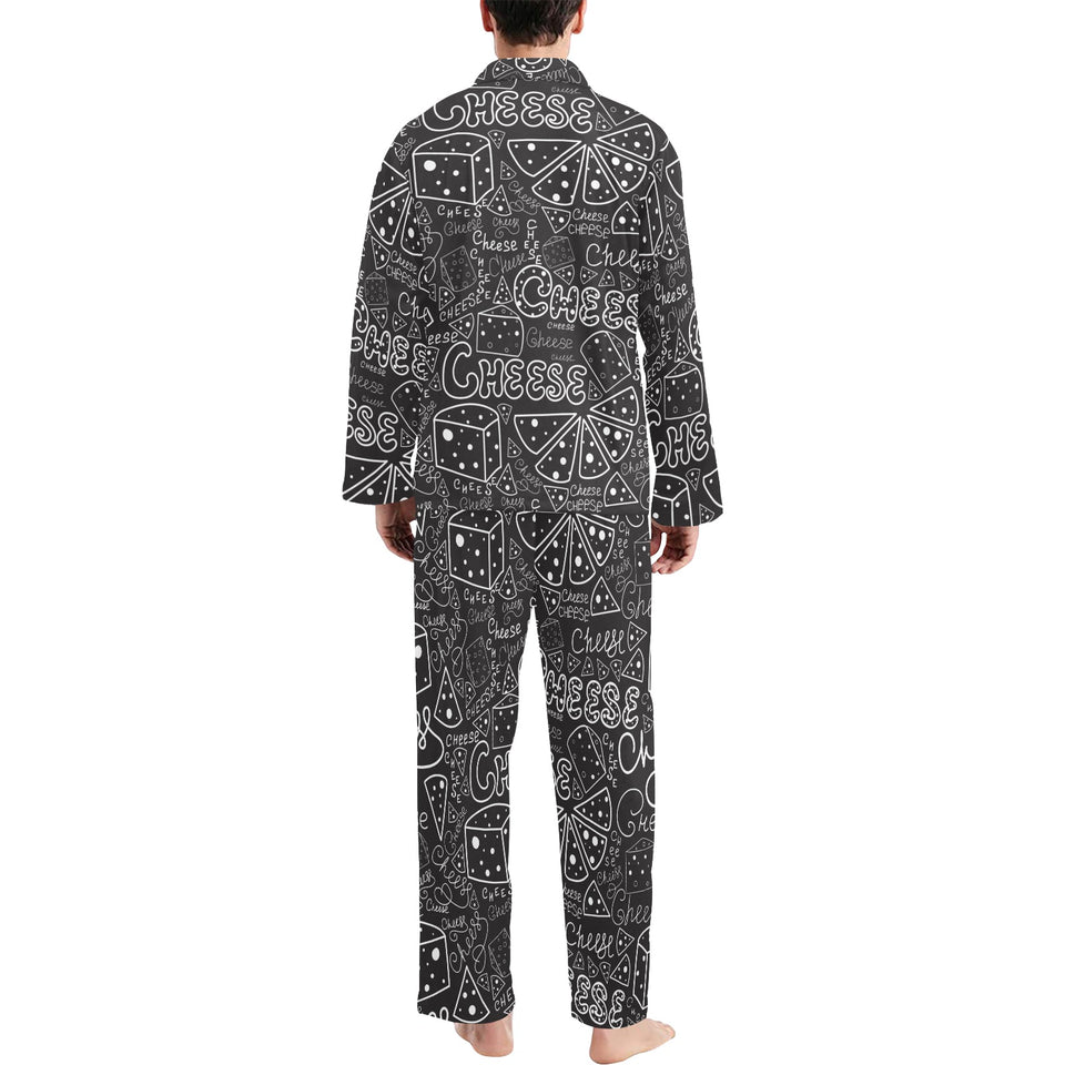Handwritten cheese pattern Men's Long Pajama Set