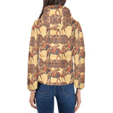 Camel polynesian tribal design pattern Women's Padded Hooded Jacket