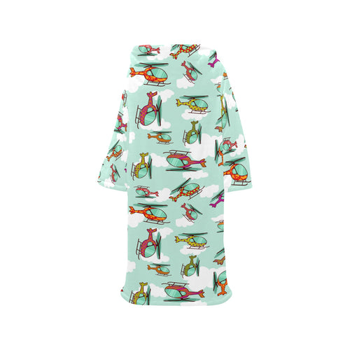 Helicopter design pattern Blanket Robe with Sleeves