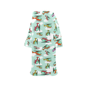 Helicopter design pattern Blanket Robe with Sleeves