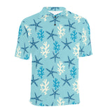 Blue starfish coral reef pattern Men's All Over Print Polo Shirt