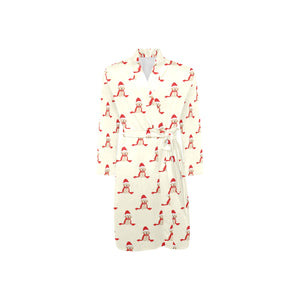 Golden Retriever Pattern Print Design 01 Men's Long Sleeve Belted Night Robe
