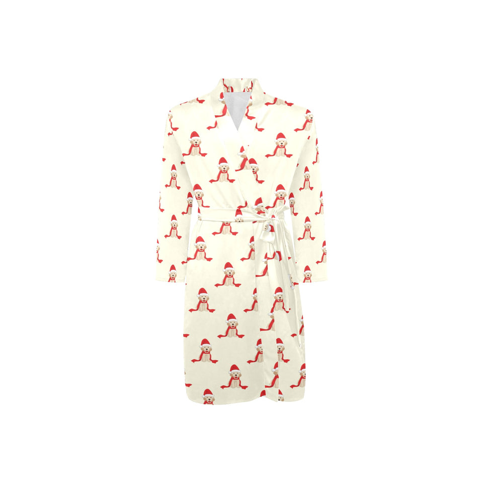 Golden Retriever Pattern Print Design 01 Men's Long Sleeve Belted Night Robe
