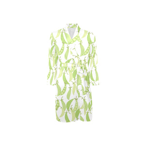 Green Peas Pattern Print Design 03 Men's Long Sleeve Belted Night Robe