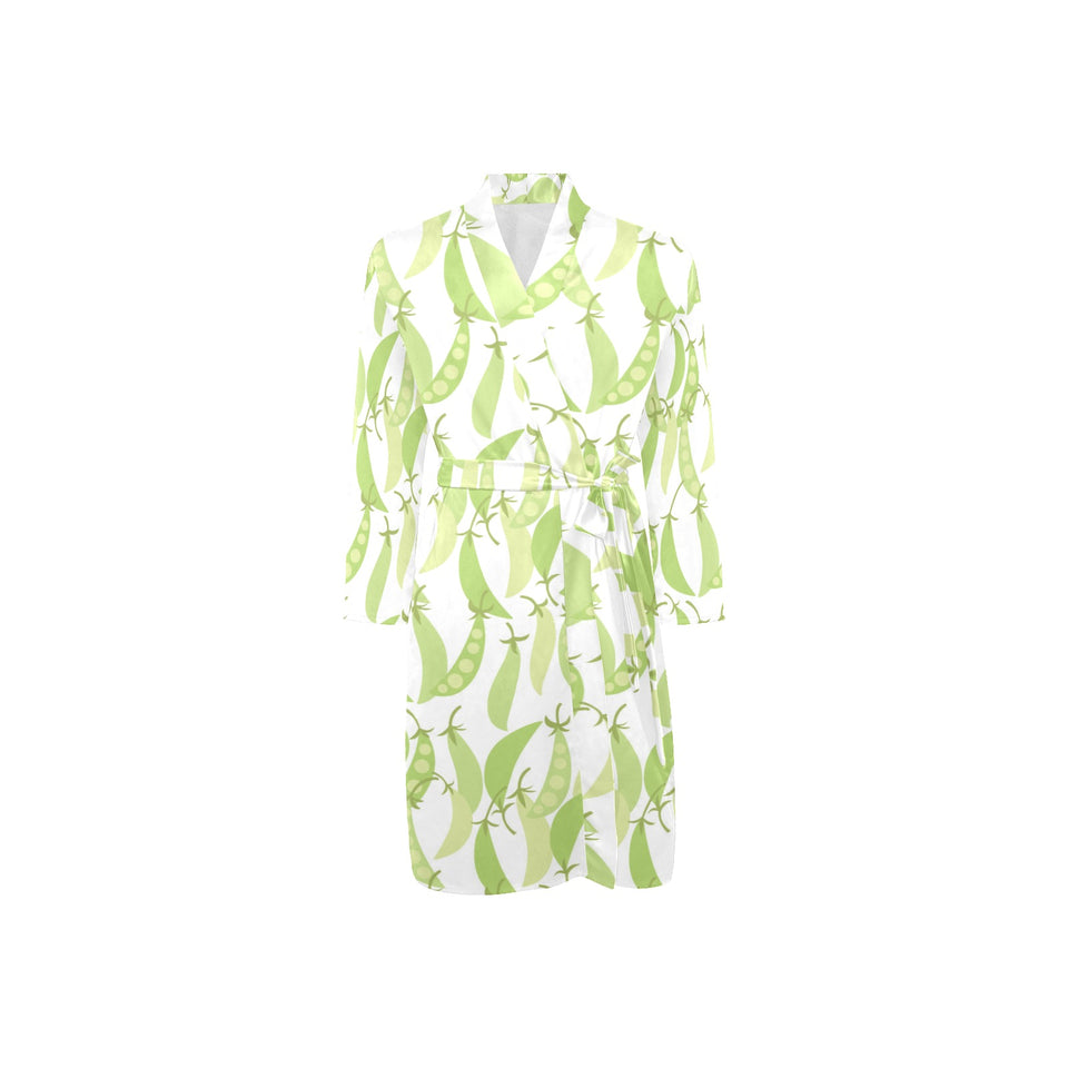 Green Peas Pattern Print Design 03 Men's Long Sleeve Belted Night Robe
