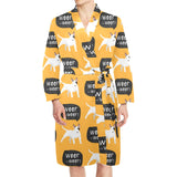 Bull Terrier Pattern Print Design 03 Men's Long Sleeve Belted Night Robe