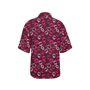 Lips Pattern Print Design 03 Women's All Over Print Hawaiian Shirt