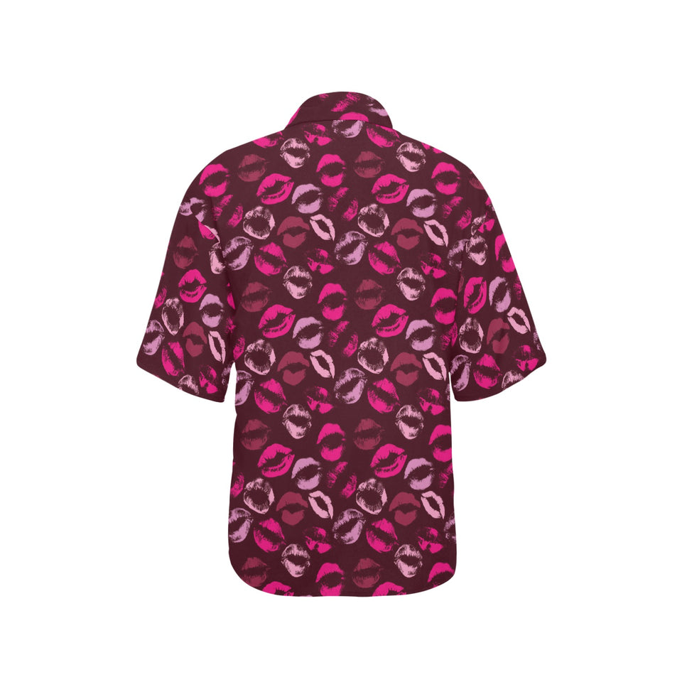 Lips Pattern Print Design 03 Women's All Over Print Hawaiian Shirt