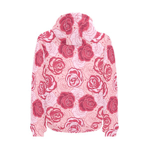 Rose Pattern Print Design 02 Men's Padded Hooded Jacket
