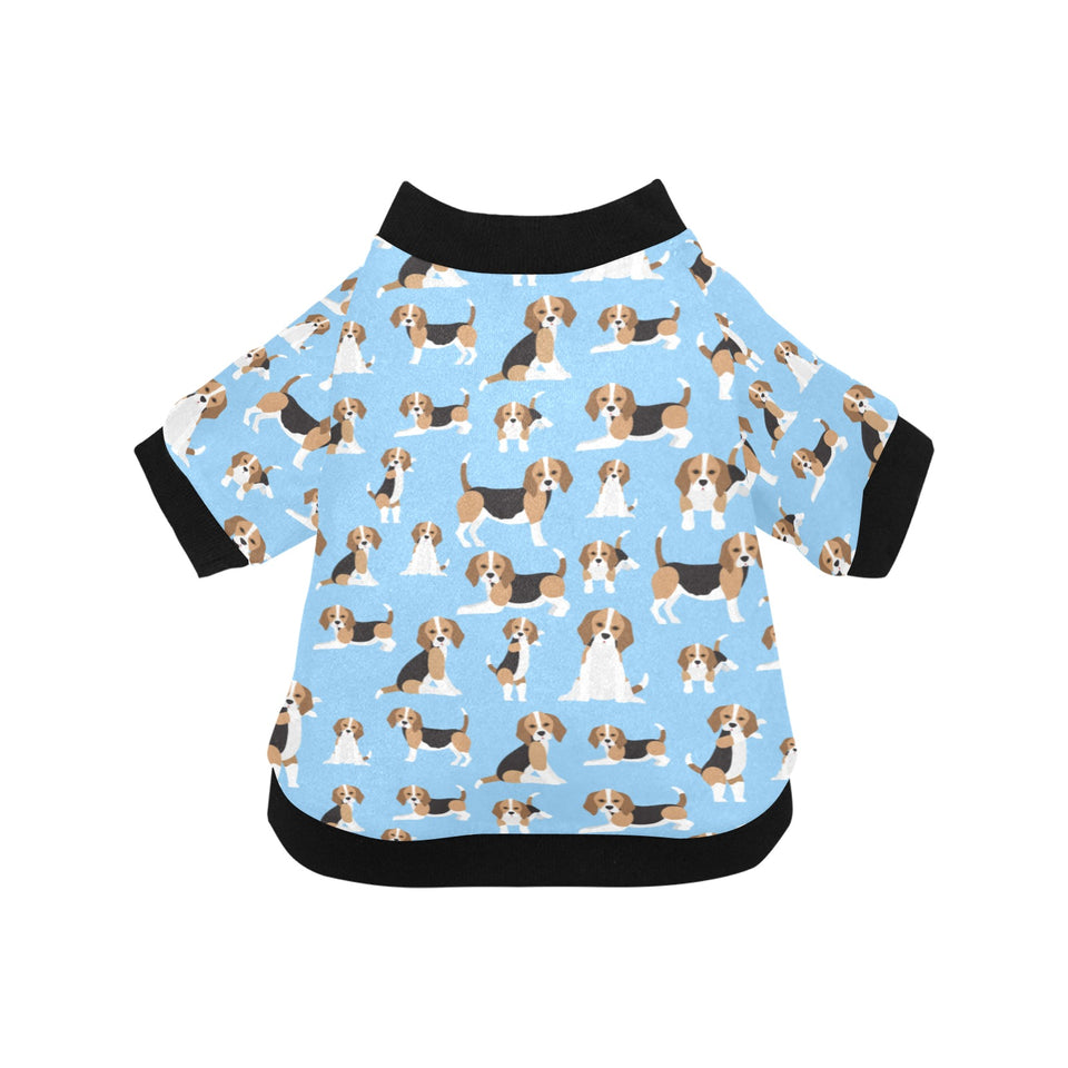 Beagle dog blue background pattern All Over Print Pet Dog Round Neck Fuzzy Shirt