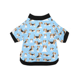 Beagle dog blue background pattern All Over Print Pet Dog Round Neck Fuzzy Shirt