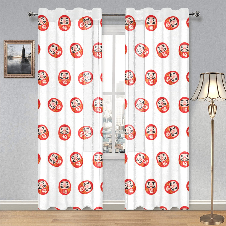 Daruma japanese wooden doll pattern Gauze Curtain