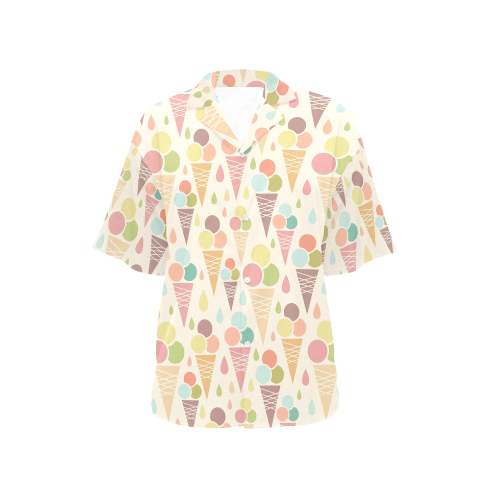 Ice cream cone pattern Women's All Over Print Hawaiian Shirt
