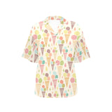 Ice cream cone pattern Women's All Over Print Hawaiian Shirt