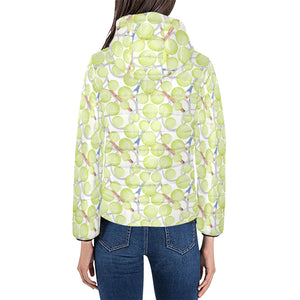 Tennis Pattern Print Design 01 Women's Padded Hooded Jacket